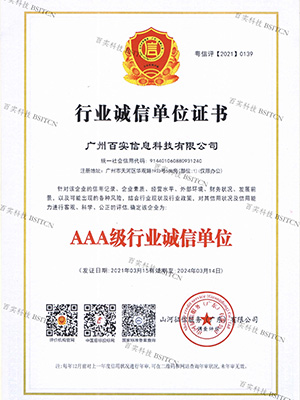 行业诚信单位证书